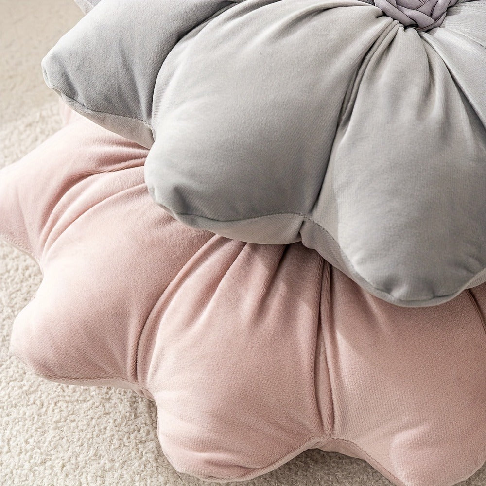 Round Flower Shaped Throw Pillow with Insert 16 Inch Soft Knit Decorative Cushion Machine Washable Zipper for Sofa Bed Car Home Decor 5 Colors