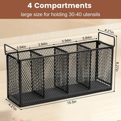 Kitchen Utensil Holder 4-Compartment Diatomaceous Earth Base Organizer