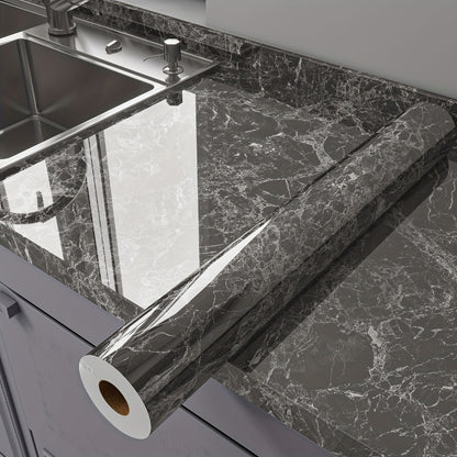 Marble Peel and Stick Wallpaper Roll - Waterproof Oil-Proof Self-Adhesive Wall Contact Paper for Kitchen Backsplash Bathroom Countertop