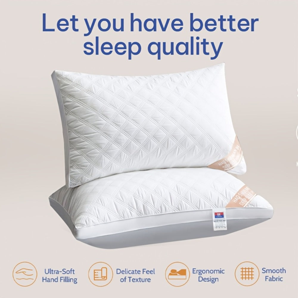 Queen Size Pillows for Side Sleepers – 800g Heavyweight Hotel Collection, Hypoallergenic Down Alternative, Ultra-Plush & Resilient, Machine Washable 20x30 Inches – Available in 1, 2 & 4 Pack (White/Gray)