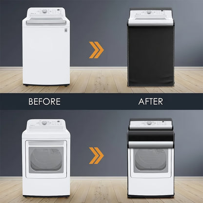 Washer Dryer Cover 420D Heavy Duty Waterproof, Indoor Outdoor Washing Machine Protector with Zipper Window, Fits Top Load & Front Load Washers Dryers, Dustproof UV-Resistant Laundry Appliance Hood 2pcs