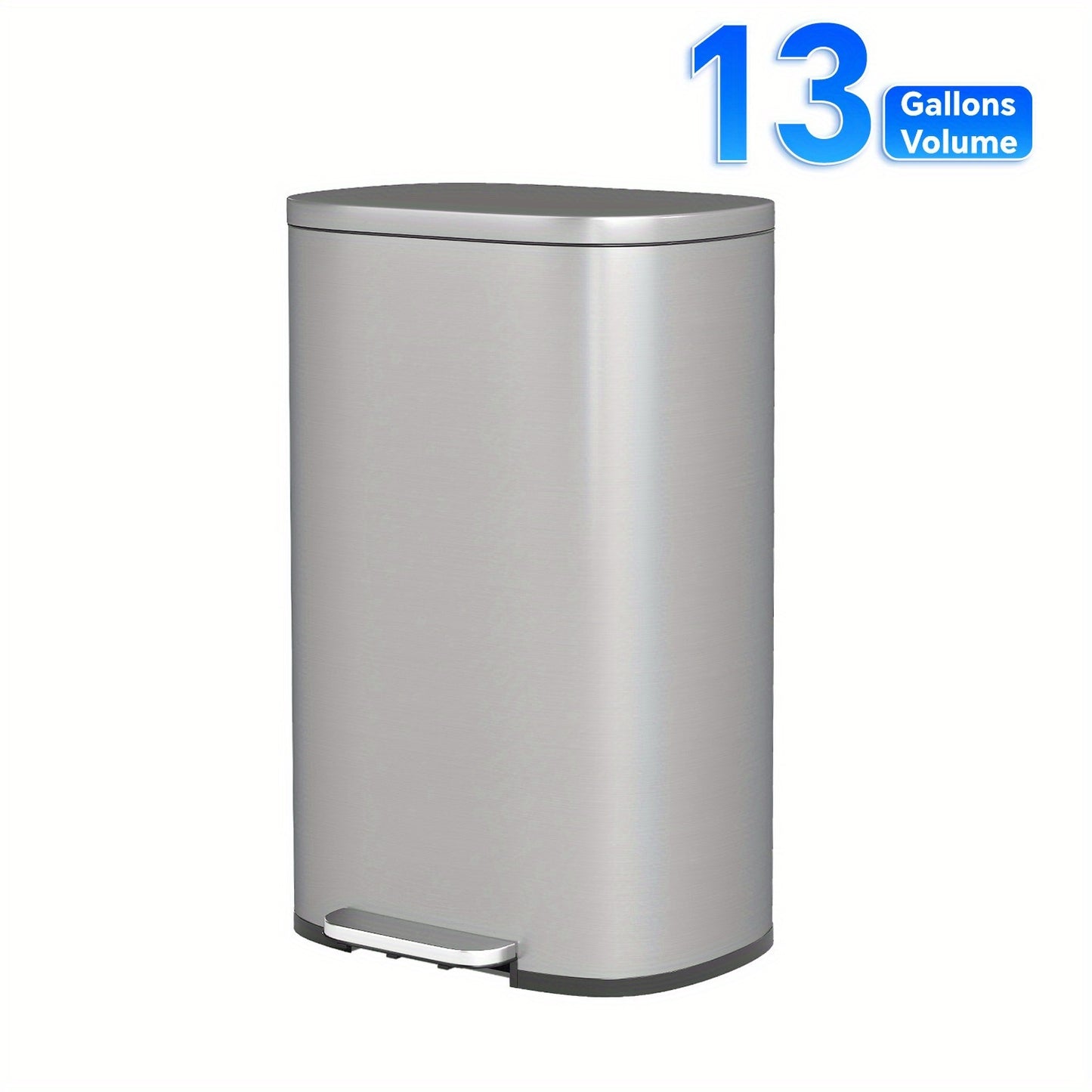 Stainless Steel Trash Can with Pedal & Removable Inner Bucket Fingerprint-Proof Kitchen Garbage Can with Hinged Lid – 5L / 30L / 50L / 13 Gallon for Kitchen, Home & Office