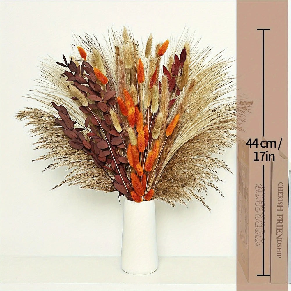 Artificial Pampas Grass Bouquet 72pcs – Bohemian Rustic Farmhouse Decor for Home Wedding Centerpiece Halloween Thanksgiving Valentine's Day Cafe