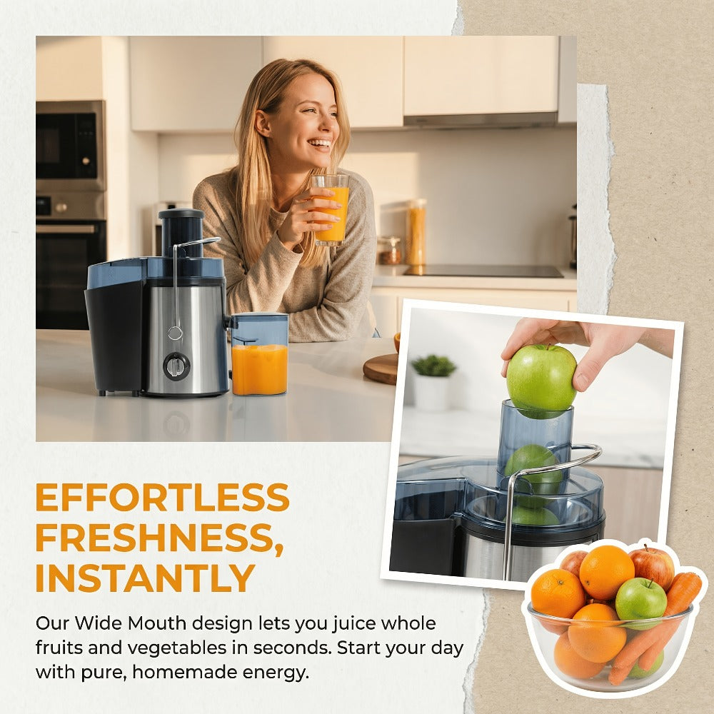 Centrifugal Juicer Machine with 3-Inch Wide Mouth – 22000RPM Dual-Speed Fruit & Vegetable Juice Extractor, Multifunctional Blender & Food Processor, Detachable Easy-Clean Design with Overheat Protection