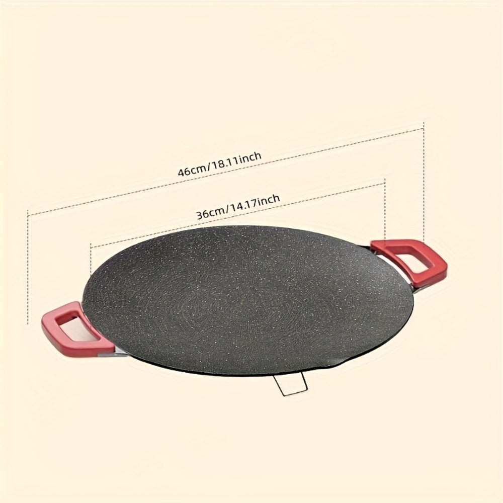 Electric Griddle Maifan Stone Non-Stick Coating 5-Speed Temperature Control - Indoor Electric Baking Pan with Red Handle, Easy Clean, for Pancakes Eggs Steak BBQ - 18"/19"/Square 26.9"