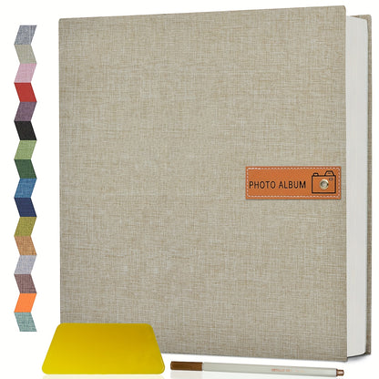 Self Adhesive Photo Album Scrapbook – Large Linen Cover Memory Book for 4x6 5x7 8x10 Photos, DIY Picture Book with Metal Pen, Gift for Mom, Baby, Wedding, Valentine's Day & Mother's Day, 40 & 60 Pages