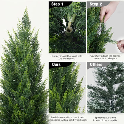 Artificial Cedar Topiary Tree UV Resistant – Potted Fake Cypress Tree for Front Porch, Entryway & Living Room – Evergreen Faux Cedar Plant for Indoor Outdoor Home Decor, Yard & Garden – 2FT 3FT 1 or 2 Pack