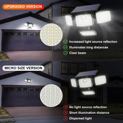 Solar Outdoor Motion Sensor Light 4-Head 3000LM – 270° Wide Angle, 3 Modes, IP65 Waterproof, Remote Control, Solar Flood Light for Garden Backyard Garage Wall Yard, 1/2/4 Pack