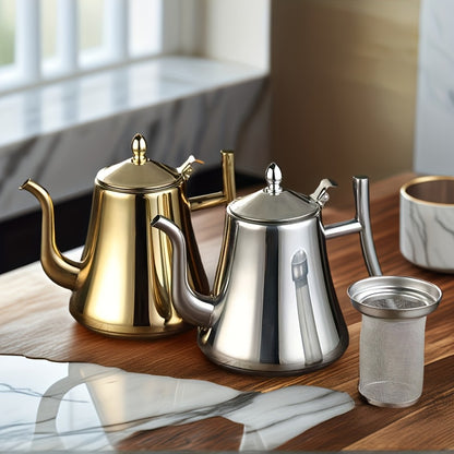 Stainless Steel Tea Kettle with Filter – Tea Pot Coffee Pot Cold Water Pitcher for Home Hotel Restaurant, Induction Cooker Compatible, Thickened