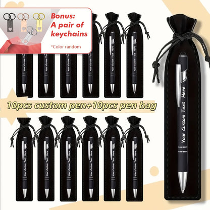 Custom Ballpoint Pens with Pencil Pouch Bulk Set – Personalized Ballpoint Pen Pack for Corporate Gifts, School Supplies, Office Promotions | 20/30/80 PCS Customized Pen & Bag Bundle