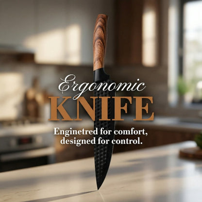 Chef Knife Set 7 Piece High Carbon Stainless Steel Ultra Sharp – Anti-Stick Ergonomic PP Handle, Includes Slicing Knife, Scraper, Scissors & Whetstone, Gift Box for Home, Family & Travel