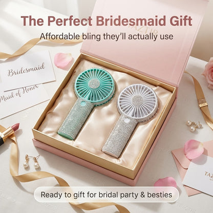 Mini Handheld Fan USB Rechargeable, Diamond-Style Portable Personal Fan with Long Battery Life, Compact Small Fan for Travel, Outdoor, Desk, Wedding, Valentine's Day and Mother's Day Gift