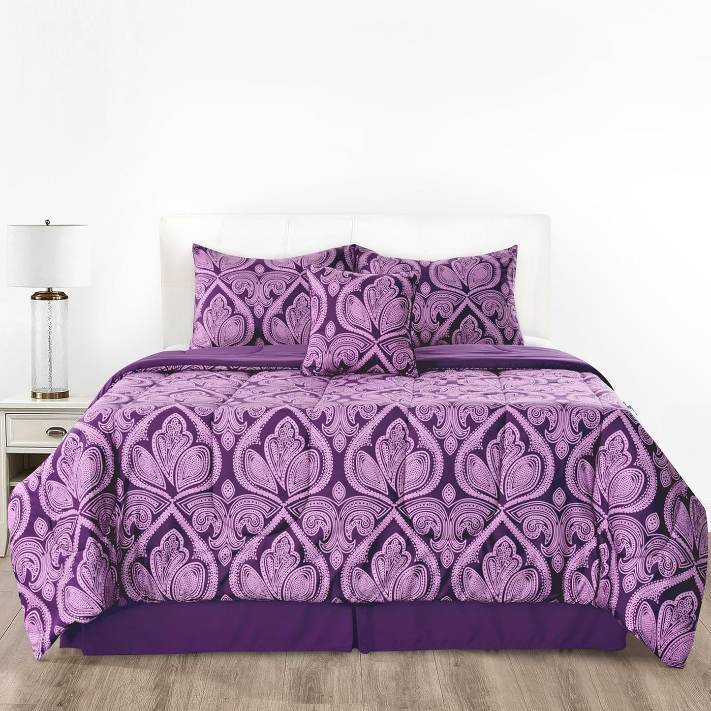5-Piece Comforter Set – Down Alternative Reversible Quilted Bedding with Bed Skirt & Pillow Shams, Twin Queen King, All Seasons – 13 Colors
