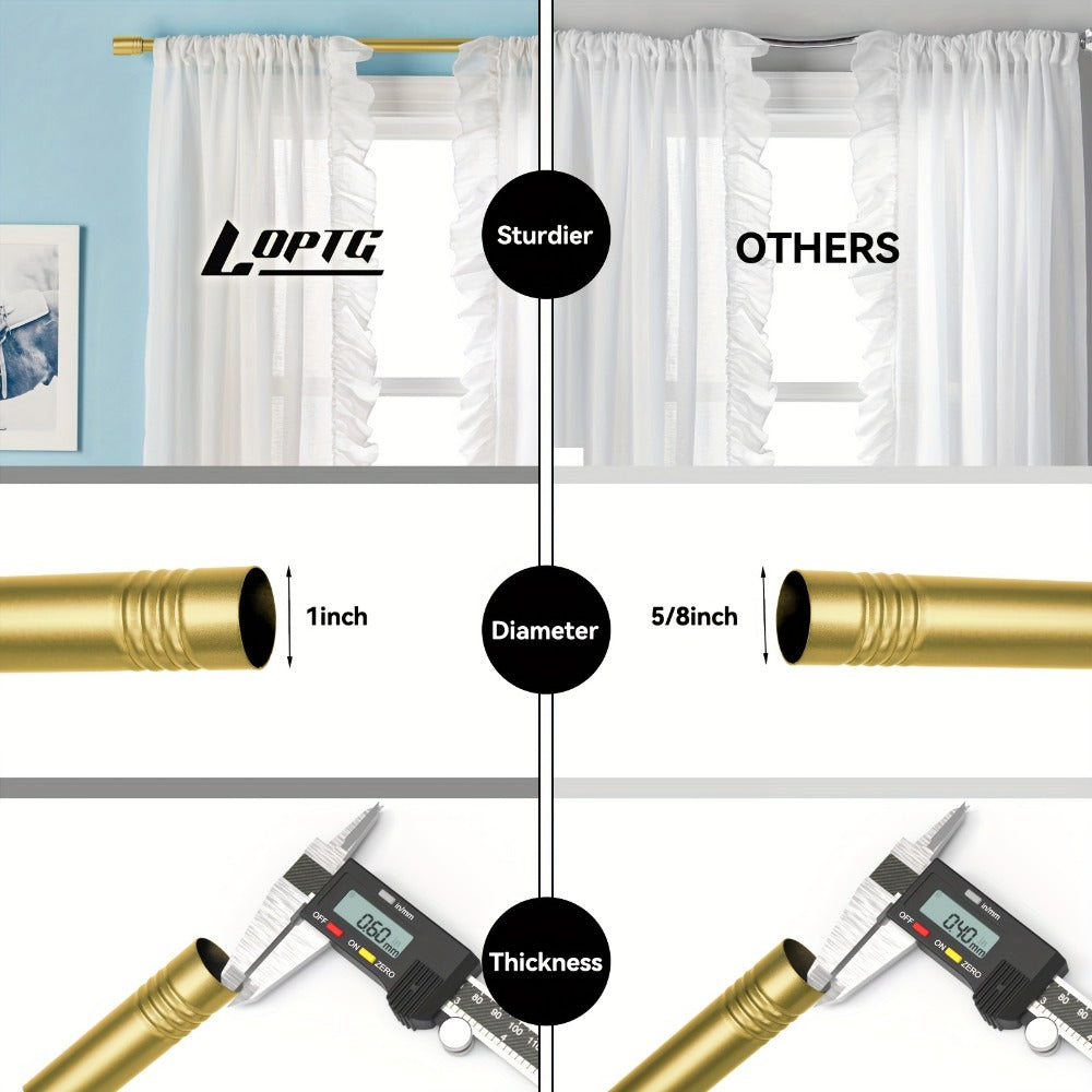 Adjustable Curtain Rods for Windows 1 Inch Diameter – Modern Decorative Drapery Rod with End Finials, 18"-45" to 36"-120" | Black, Brushed Nickel & Gold Finish