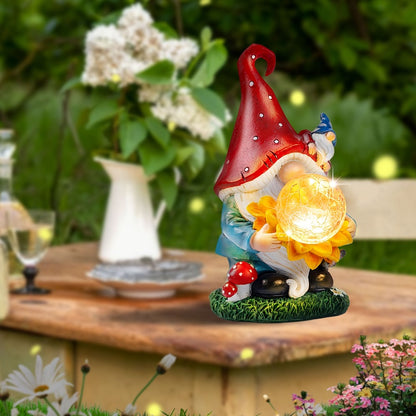 Solar Light Elf Resin Statue – Outdoor Garden Figurine That Automatically Lights Up at Night, Holiday Collectible Decor for Christmas, Easter, Halloween, Thanksgiving & Hanukkah, Patio Porch Desk Decor Gift