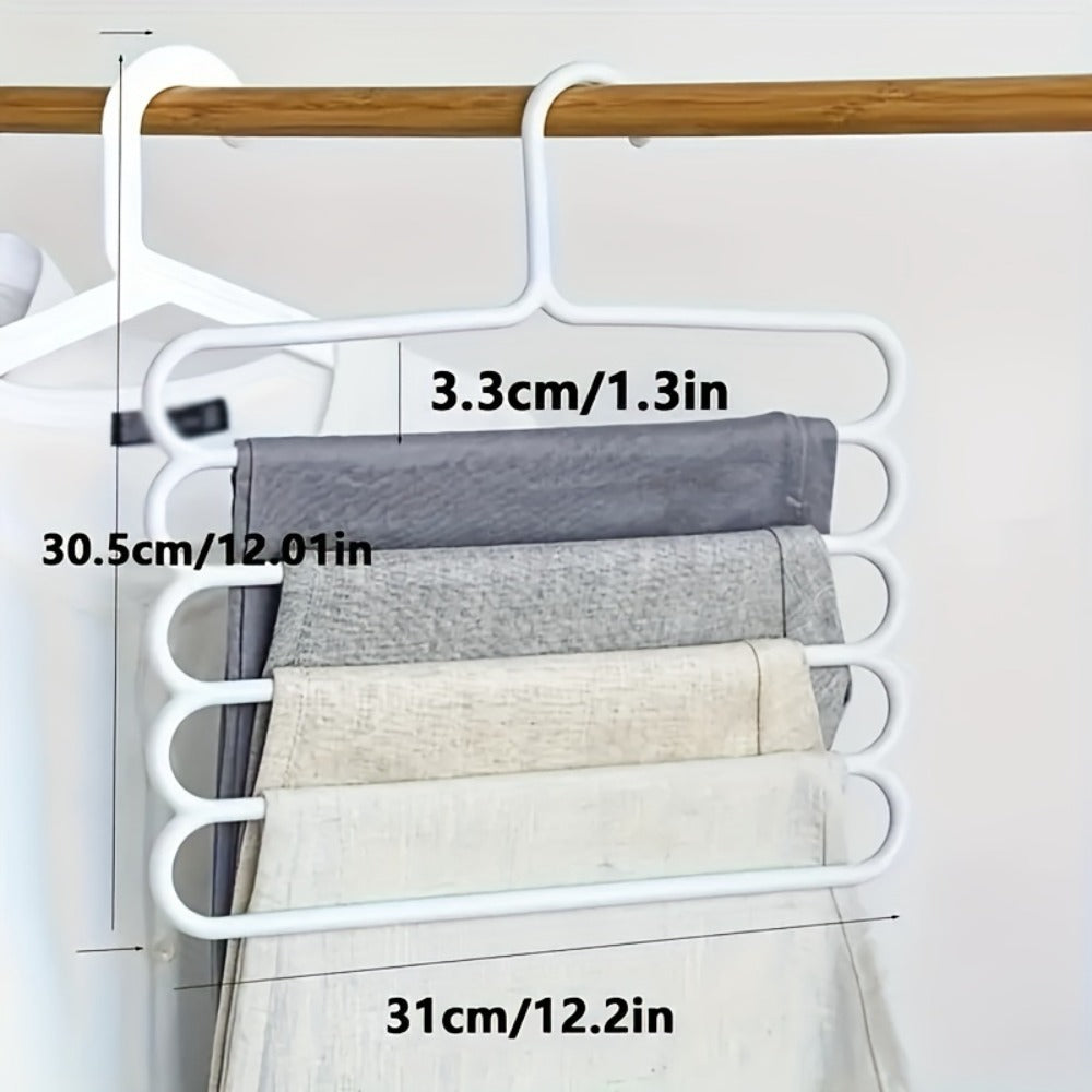Multi-Layer Pants Hangers Set of 5 – 5-Tier Space Saving Clothes Rack, Slip-Resistant Adjustable Wardrobe Organizer for Pants, Jeans & Clothes, Closet & Laundry Room Storage