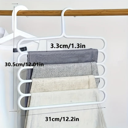 Multi-Layer Pants Hangers Set of 5 – 5-Tier Space Saving Clothes Rack, Slip-Resistant Adjustable Wardrobe Organizer for Pants, Jeans & Clothes, Closet & Laundry Room Storage