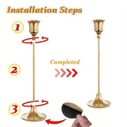 Copper Plated Candlestick Holders Bulk Set – Retro Minimalist Taper Candle Holders for Wedding Birthday Christmas Dining Table Fireplace Decor