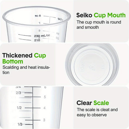 Plastic Measuring Cups with Wooden Sticks 100 Sets Clear Graduated Mixing Cups oz/ml/cc for Resin, Cooking, Baking & Epoxy – Disposable Paint Mixing Cups