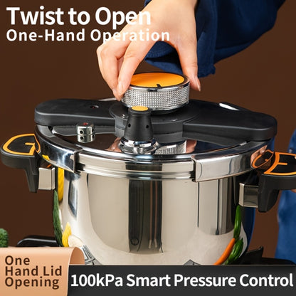 Pressure Cooker Stainless Steel with One-Twist Lock Lid – Heavy-Duty Induction & Gas Compatible Stew Pot in 1.32gal, 1.59gal & 2.11gal, Dishwasher Safe Family Soup Cooker for Daily Cooking