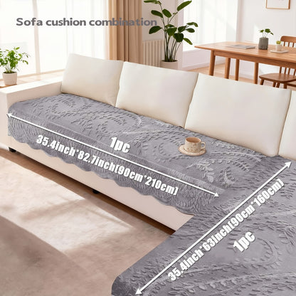 Faux Rabbit Fur Sofa Cover Thickened Quilted Plush Warm Non-Slip Machine Washable Pet Friendly Breathable Sofa Cushion for Living Room Bedroom Office - 2 3 Seater Large