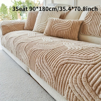 Sofa Cover Plush Shu Velveteen Non-Slip Couch Slipcover Breathable Pet-Proof Vintage Style for Living Room Bedroom Office 2 3 4 Seater