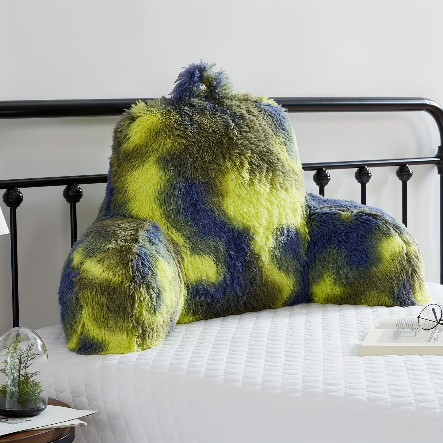 Reading Pillow with Arms - Camo Tie-Dye Plush Backrest Pillow for Bed, Ergonomic Sit-Up Support for Reading, Gaming & Studying, Fluffy Boyfriend Pillow with Medium-Firm Fill, Cozy Home Decor