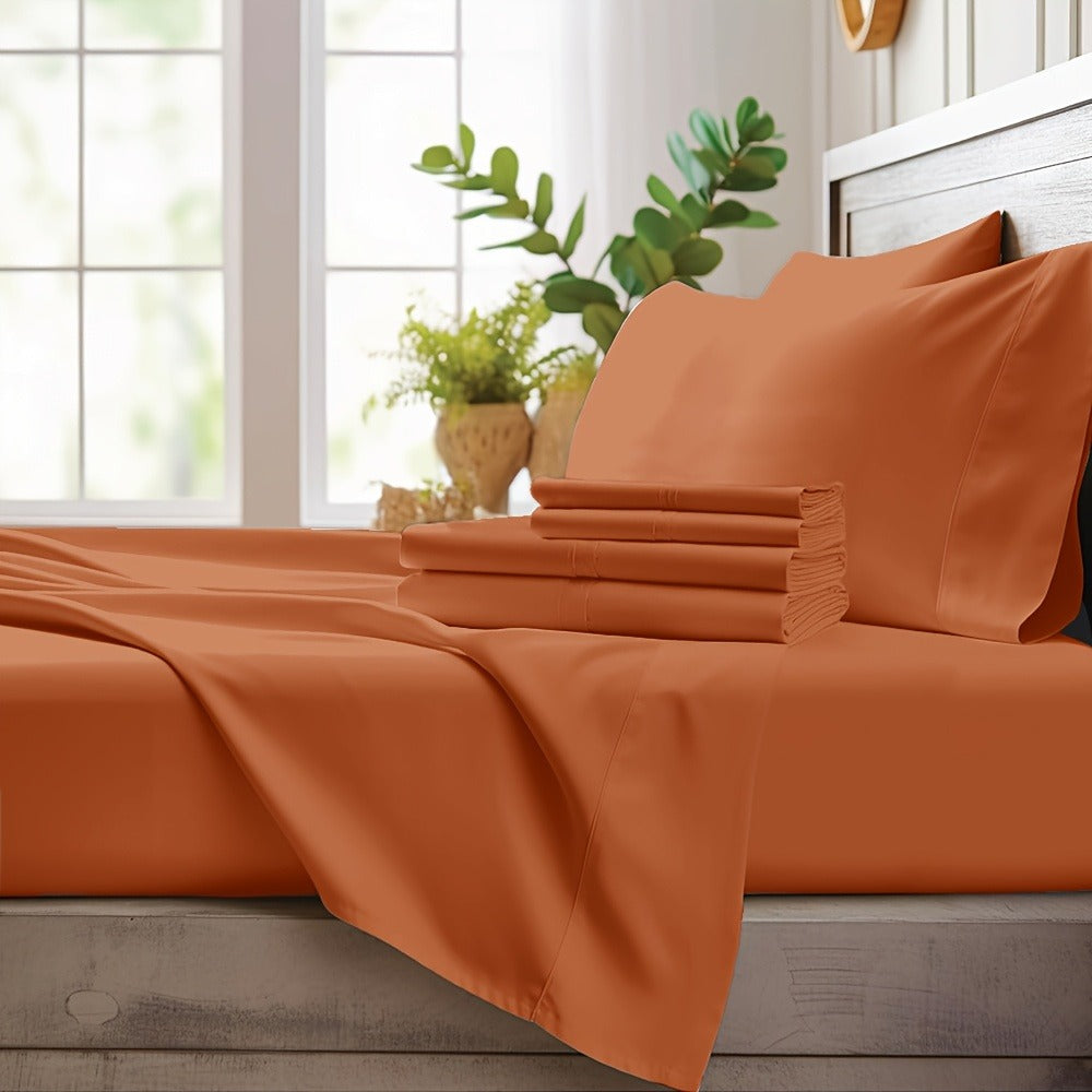 Bamboo Cooling Sheet Set 4pcs – Deep Pocket Fitted Sheet Flat Sheet Pillowcases for Hot Sleepers Twin Full Queen King
