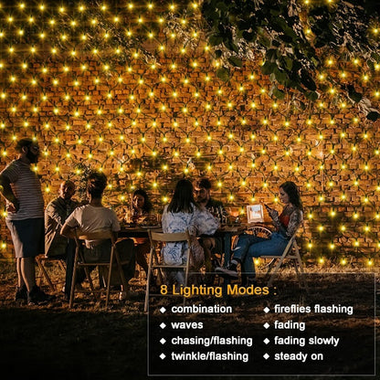 Solar Net Lights Outdoor 11.8ft x 5ft | 100 200 360 LED Mesh Bush Lights Auto On Off | Solar Powered Garden Fairy Lights for Tree Fence Backyard Decor Warm White White RGBY
