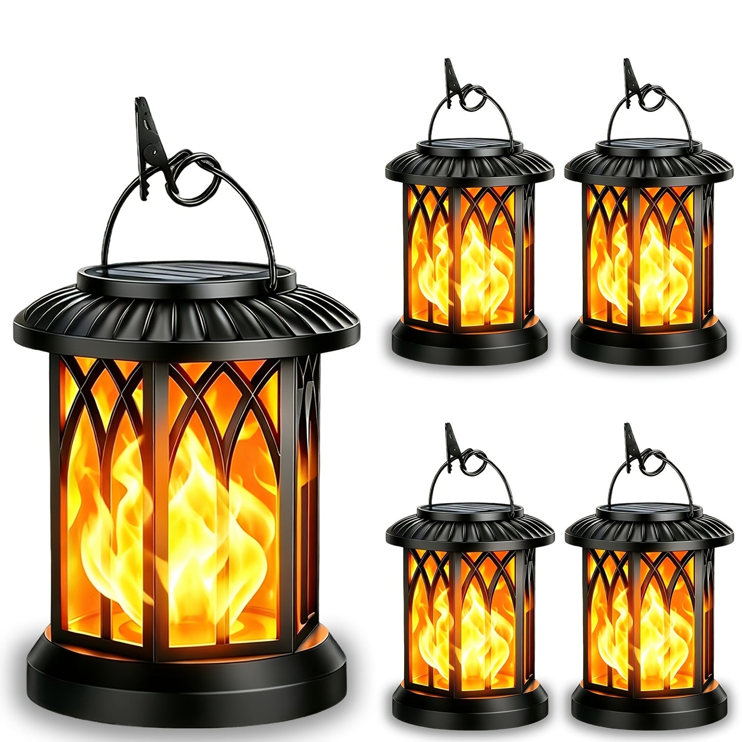 Solar Lantern Outdoor Hanging Lights Flickering Flame IPX5 Waterproof Auto On/Off 12Hrs Garden Yard Patio Decor Classic Black Antiqued Bronze 2 or 4 Pack