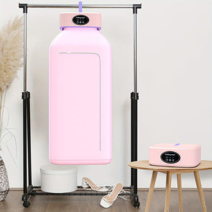 Portable Clothes Dryer with LED UV Light Foldable Compact Quiet Fast Drying Machine with Timer Easy Setup for Apartments Travel RV Small Spaces Pink Khaki Purple