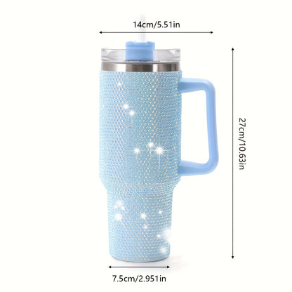 40oz Rhinestone Tumbler Insulated Stainless Steel Travel Cup - Diamond Glitter Design, Hot & Cold Drinks, Multiple Colors, Birthday Christmas Gift