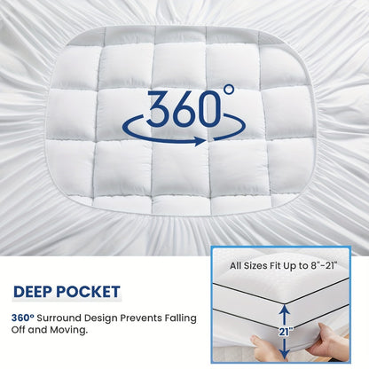 Cooling Mattress Topper Baffle Box Design Overfilled Down Alternative Pillow Top 6-8cm Plush Hotel Quality 8-21 Inch Deep Pocket Twin Full Queen King