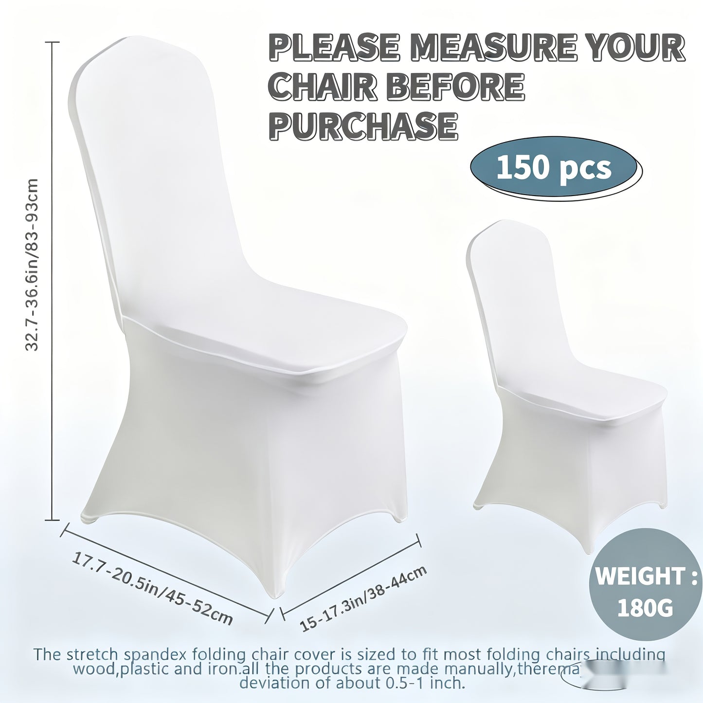 Spandex Chair Covers Bulk, Elastic Stretch Universal Fit Banquet Chair Protectors — Machine Washable Wedding Chair Covers for Weddings, Parties, Banquets & Events | Black & White | 30-150 Pack