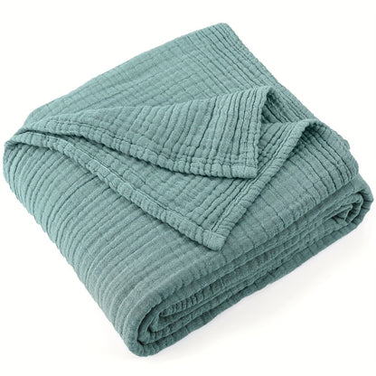 Muslin Blanket 100% Cotton 6-Layer – Breathable Soft Gauze Throw for Couch & Bed, All Season, Machine Washable, 13 Colors, 5 Sizes