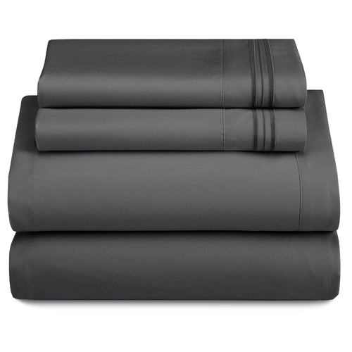 Bed Sheets Set 4-Piece Microfiber 1800 Series Deep Pocket Fitted Sheet Flat Sheet Pillowcases Soft Breathable Wrinkle Fade Resistant Twin Full Queen King Cal King 20 Colors