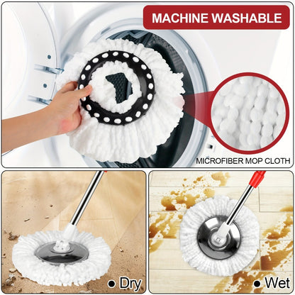 Microfiber Spin Mop Replacement Heads 8 Pack, 360° Universal Mop Refills for Standard Spin Mop Buckets, Machine Washable Reusable Mop Pads for Hardwood, Tile, Laminate & Marble Floors – Round & Triangle