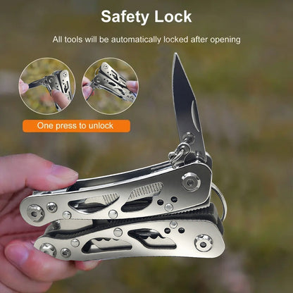 Multitool Pliers Folding Pocket, Carbon Steel Multi-Function Pliers with Wire Cutter Screwdriver & Anti-Slip Handle, Compact Multipurpose Tool for Camping, Fishing, Outdoor Survival & Home Repair