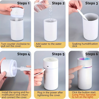 USB Cool Mist Humidifier with Color-Changing Night Light, Portable Desktop Car Aromatherapy Humidifier Nano Fine Mist Facial Steamer, Filter-Free Continuous Intermittent Atomization for Bedroom Office Travel