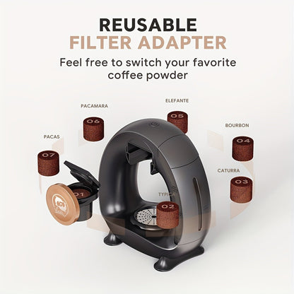 Espresso Coffee Maker 2-in-1 Single Serve Compatible with K-Cup and Ground Coffee Americano Mini Coffee Machine Tea Maker with Filter K-Cup Adapter 4-8oz Pink Champagne Gray Black