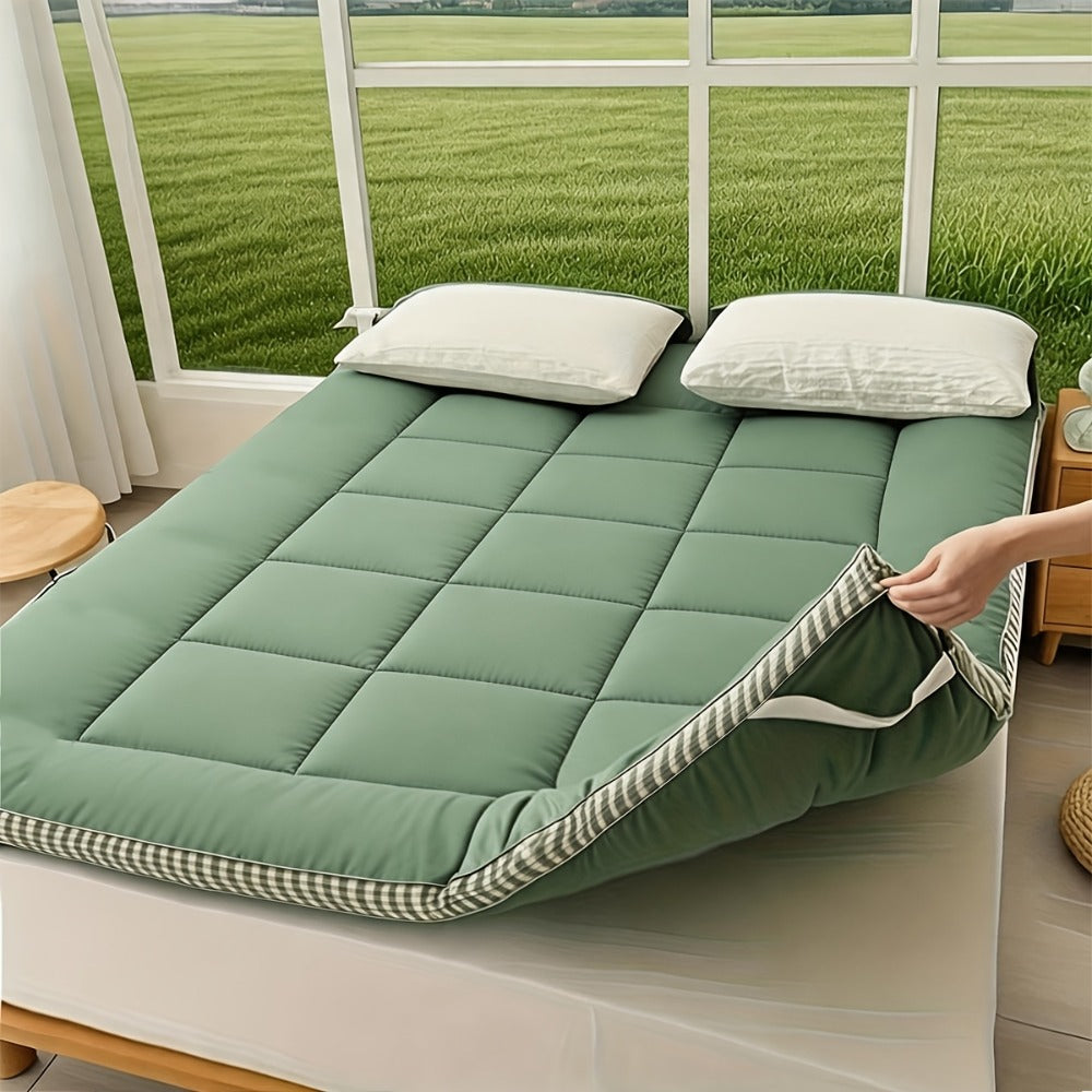 Quilted Mattress Topper Fluffy Flannel Bubble – Breathable Fiber Fill Foldable Sleeping Pad 2.36–3.15" Thick for Twin Full Queen King Bed