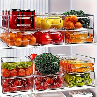Refrigerator Organizer Bins 6pcs Set - Clear Fridge Storage Bins for Freezer Kitchen Cabinet Pantry Bathroom Bedroom Organization 10 Inch Transparent Food Storage Containers
