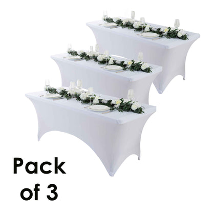 Spandex Tablecloth Stretch Table Cover Fitted Rectangle Table Cloth for Wedding Party Event 3/5pcs White Black