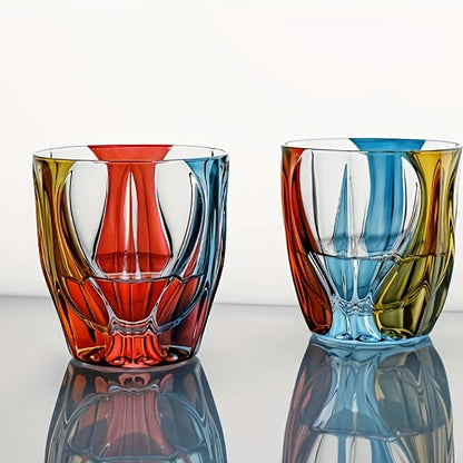 Hand-Painted Crystal Wine Glass 150ml – Czech Crystal Three-Color Luxury Short Cup for Red Wine & Whiskey – Artistic Decorative Glassware – Stylish Home Bar & Entertaining Gift