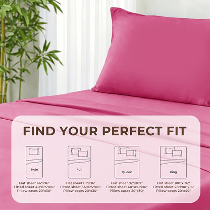 Cooling Bed Sheet Set 4 Piece Bamboo Rayon Deep Pocket Twin Full Queen King Extra Soft Wrinkle Fade Stain Resistant Hotel Luxury Pillowcase Bedroom Decor