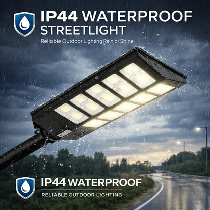 Solar Street Lights Outdoor 800 LED IP54 Waterproof with Motion Sensor – 6500K Dusk to Dawn Flood Light, Remote Control, Adjustable Brightness & Timer for Parking Lot Yard Garage Driveway Rural Area