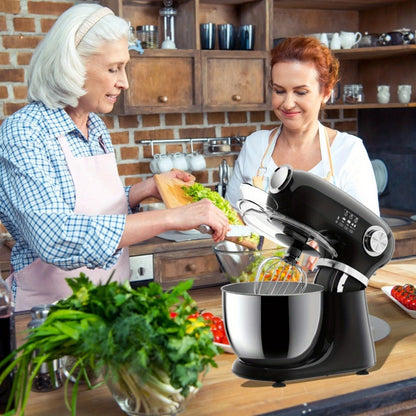 Bowl-Lift Stand Mixer 5.5 Qt 4-in-1 Electric Vertical Mixer 350W 12-Speed with Pulse Stainless Steel Bowl Dough Hook Whisk Mixing Paddle for Cake Bread Dough Black Red