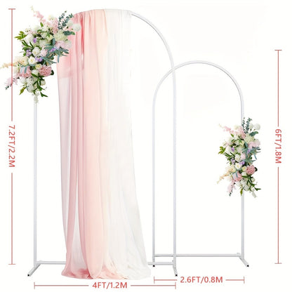 2-Piece Wedding Arch Backdrop Frame Set 7.2FT+6FT Metal Balloon Arch Stand for Wedding Birthday Party Garden Outdoor Indoor Event Decor Gold White