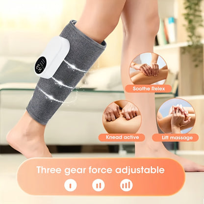 Compression Leg Massager Rechargeable - 2000mAh USB Portable Calf Thigh Knee Massager with 3 Intensity Levels 3 Temperature Settings for Circulation Pain Relief Recovery Holiday Gift Grey