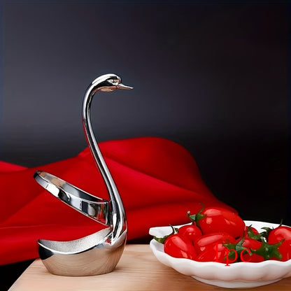 Swan Shaped Cutlery Rack Stainless Steel | Elegant Decorative Plate Holder Stand | Creative Metal Tableware Display for Party Wedding Dining Table Home Kitchen Decor